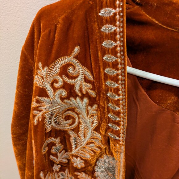 Burnt orange Velvet/Beaded Blazer - Picture 4 of 8
